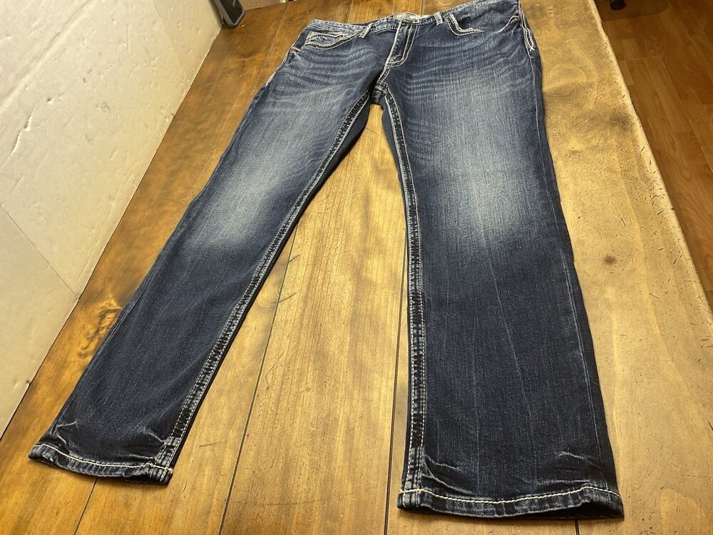 BKE Jake Straight Stretch Jeans Size 36x30 Mens Medium Indigo Blue Wash Denim
